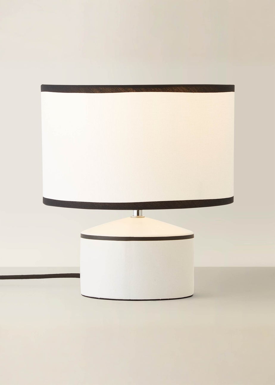 ValueLights Julia Black Trim Ceramic Table Lamp with Linen Shade