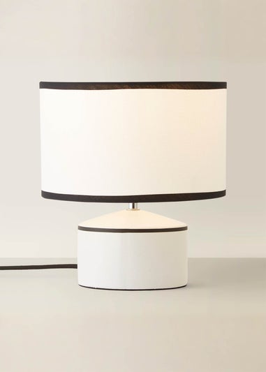 ValueLights Julia Black Trim Ceramic Table Lamp with Linen Shade