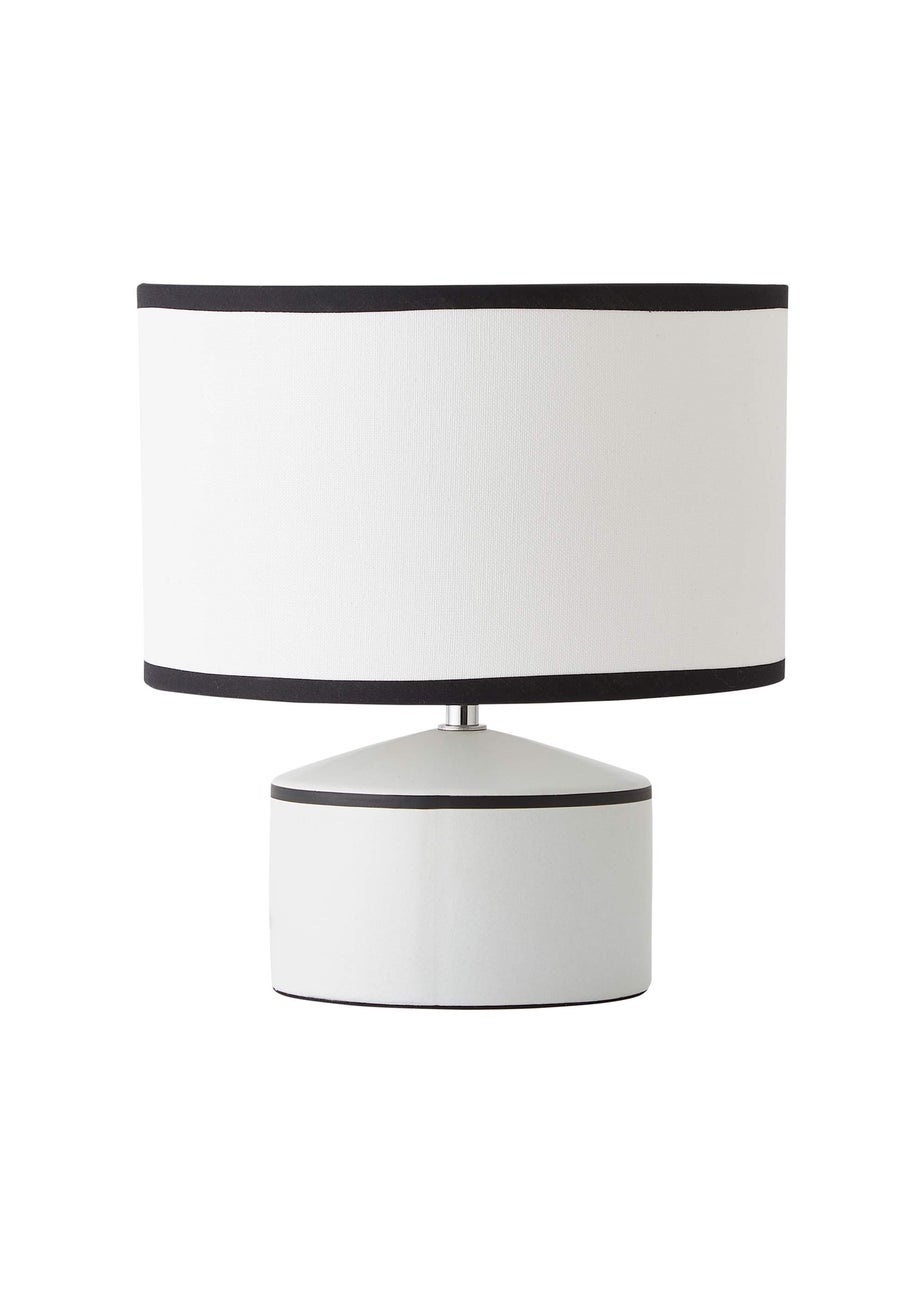 ValueLights Julia Black Trim Ceramic Table Lamp with Linen Shade