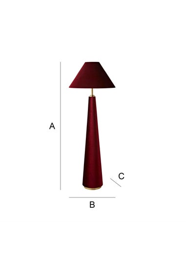 ValueLights Martha Conical Burgundy Velvet Midi Floor Lamp