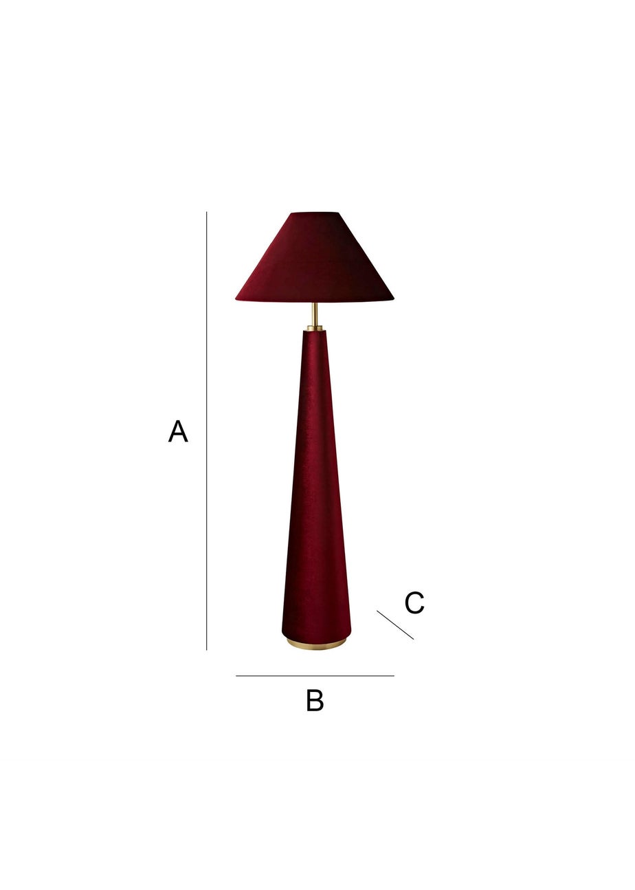 ValueLights Martha Conical Burgundy Velvet Midi Floor Lamp