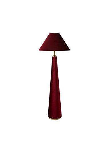 ValueLights Martha Conical Burgundy Velvet Midi Floor Lamp