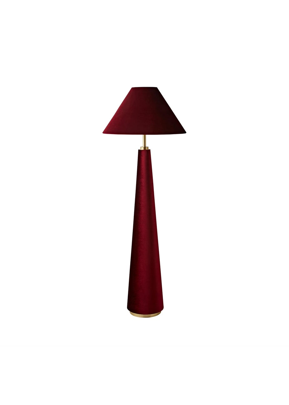 ValueLights Martha Conical Burgundy Velvet Midi Floor Lamp