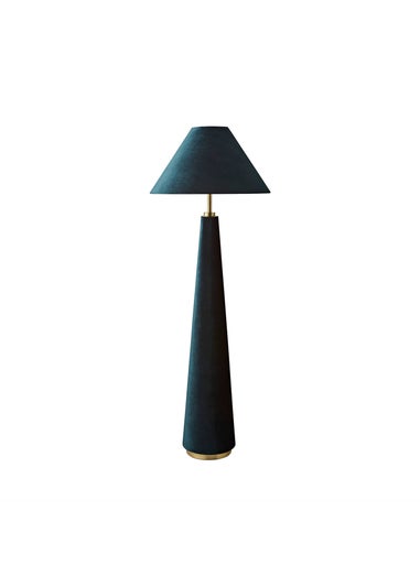 ValueLights Martha Conical Teal Velvet Midi Floor Lamp