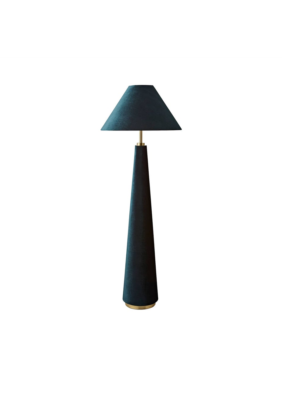 ValueLights Martha Conical Teal Velvet Midi Floor Lamp