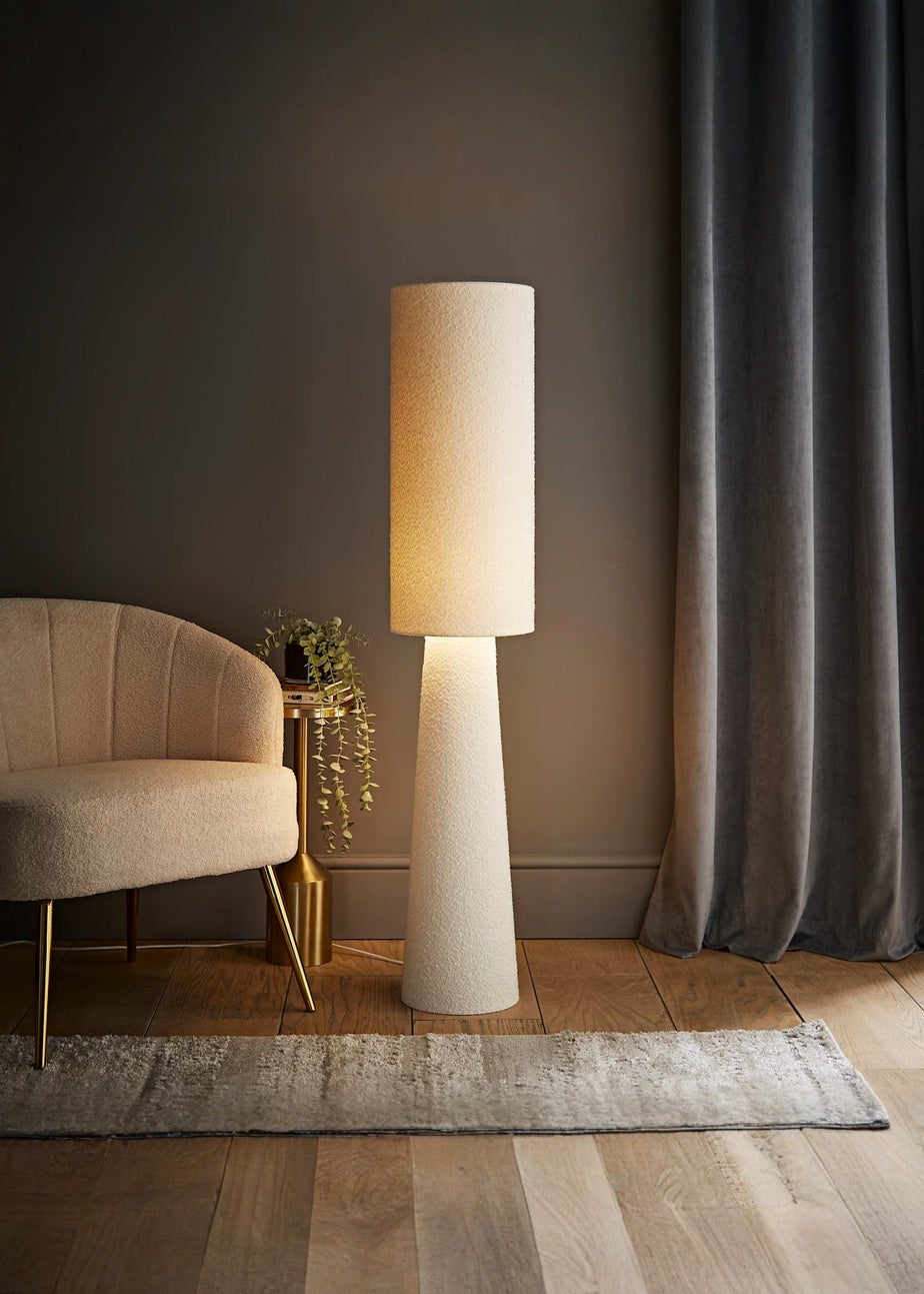 ValueLights Ash Cream Boucle Midi Floor Lamp