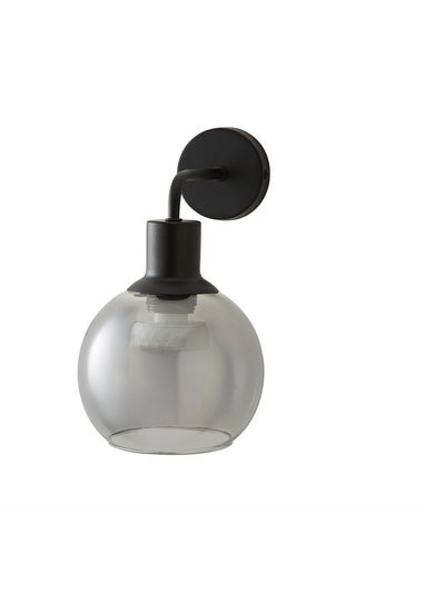 ValueLights Bellamy Pair of Black Glass Globe Rechargeable Wall Lights
