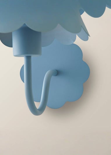 ValueLights Hattie Pair of Blue Scallop Rechargeable Wall Lights