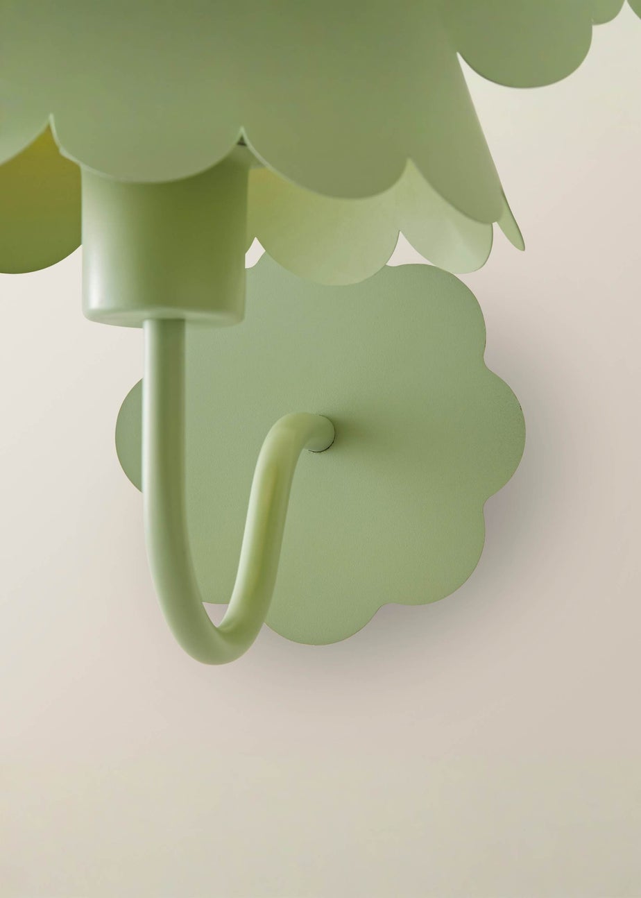 ValueLights Hattie Pair of Green Scallop Rechargeable Wall Lights