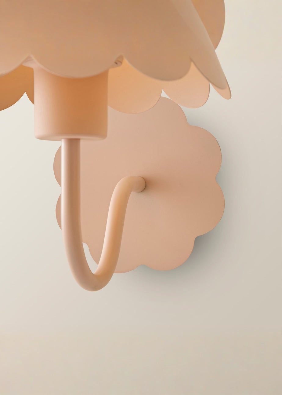 ValueLights Hattie Pair of Pink Scallop Rechargeable Wall Lights