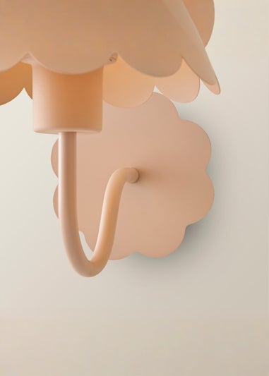 ValueLights Hattie Pair of Pink Scallop Rechargeable Wall Lights