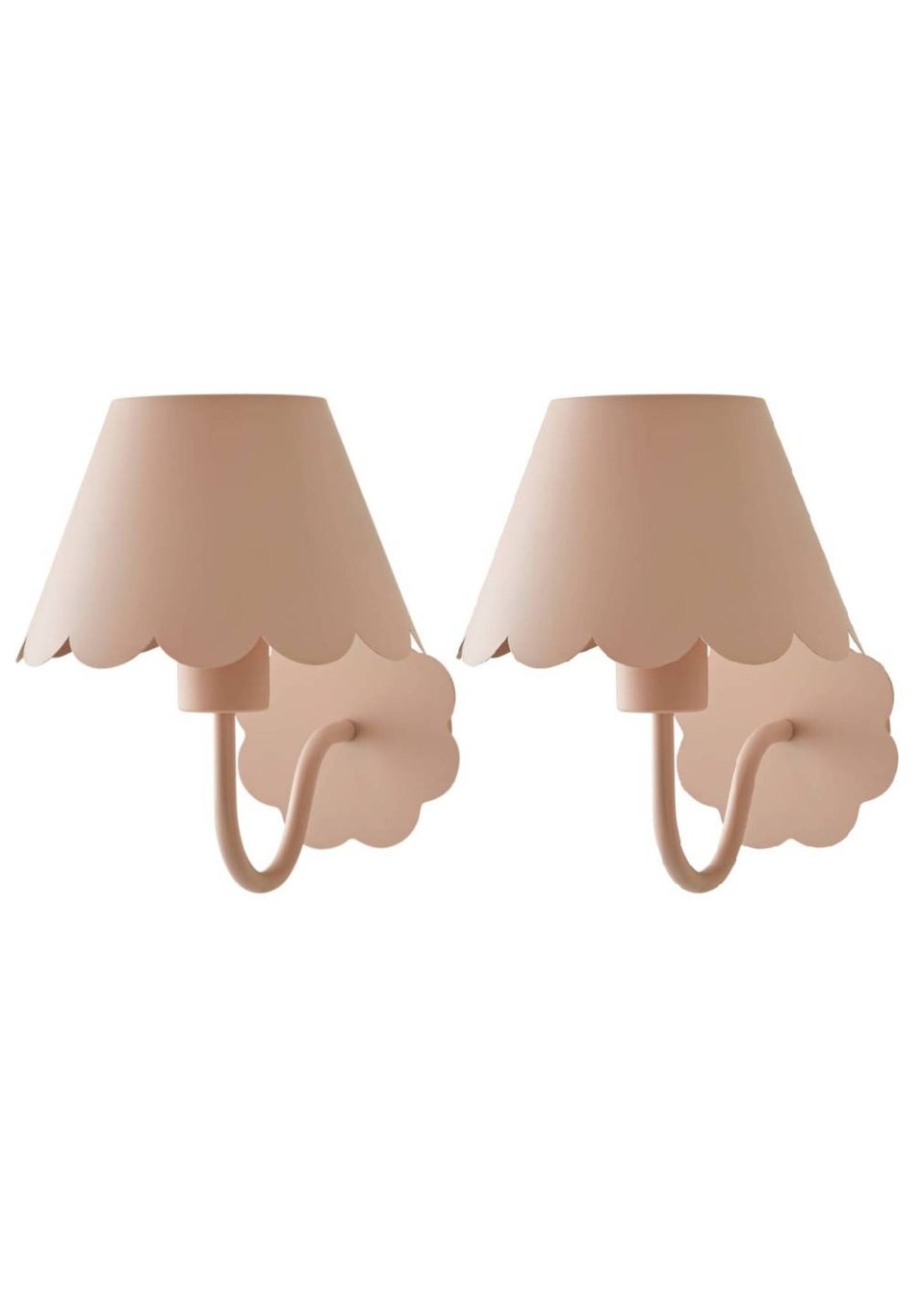 ValueLights Hattie Pair of Pink Scallop Rechargeable Wall Lights