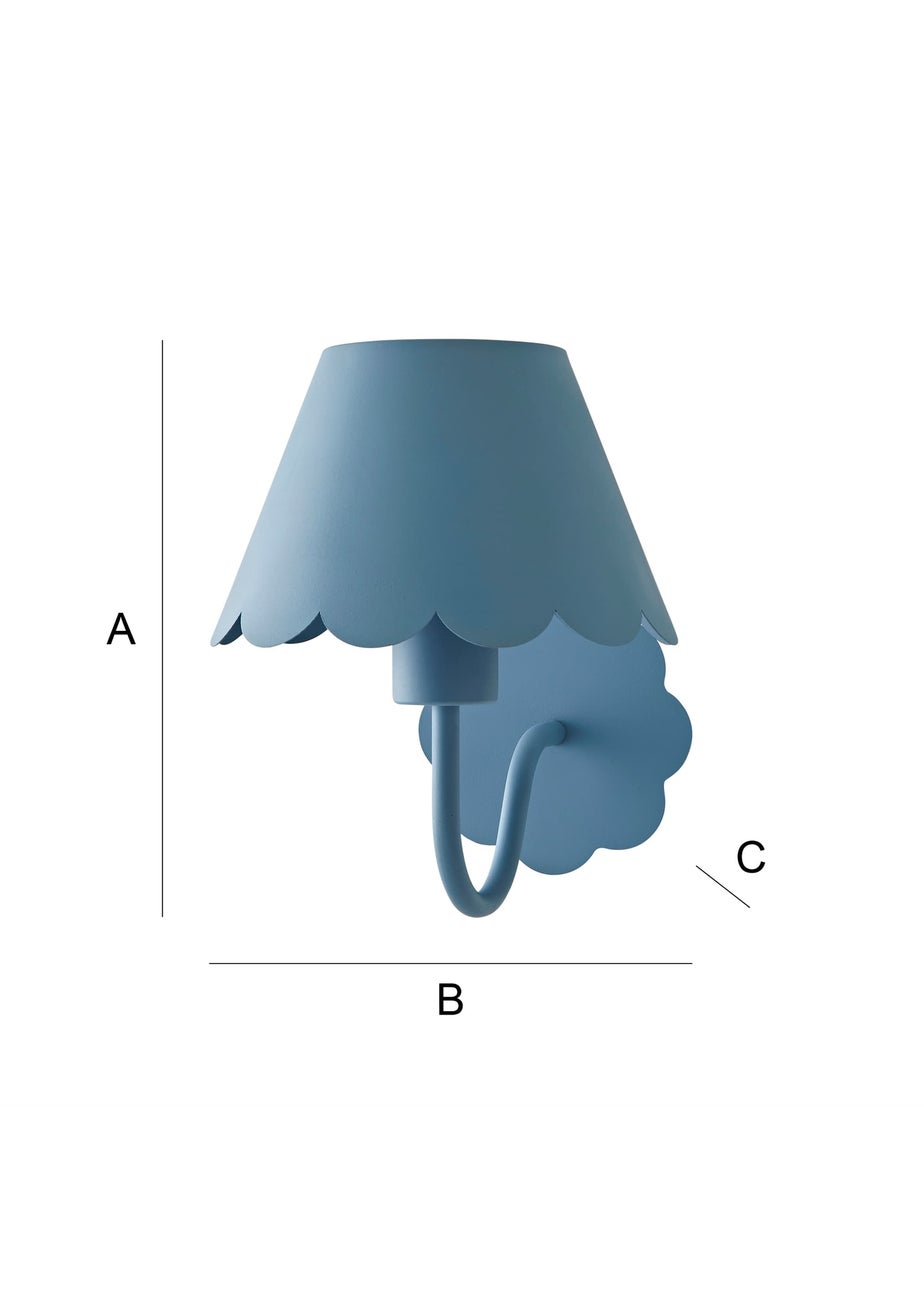 ValueLights Hattie Blue Scallop Rechargeable Wall Light