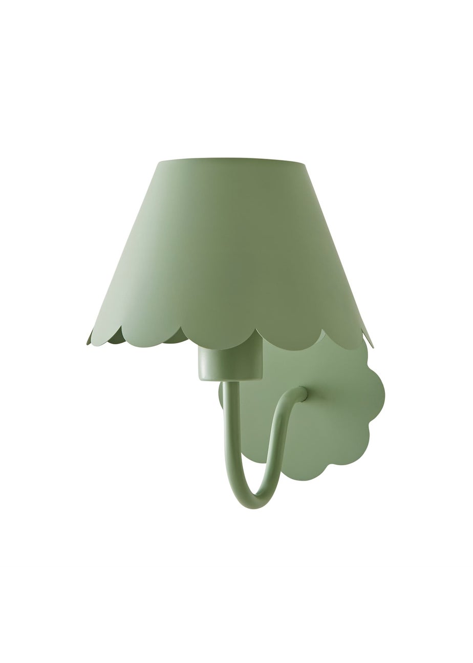 ValueLights Hattie Green Scallop Rechargeable Wall Light