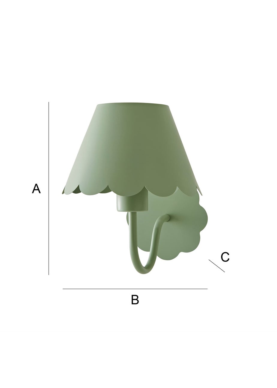 ValueLights Hattie Green Scallop Rechargeable Wall Light