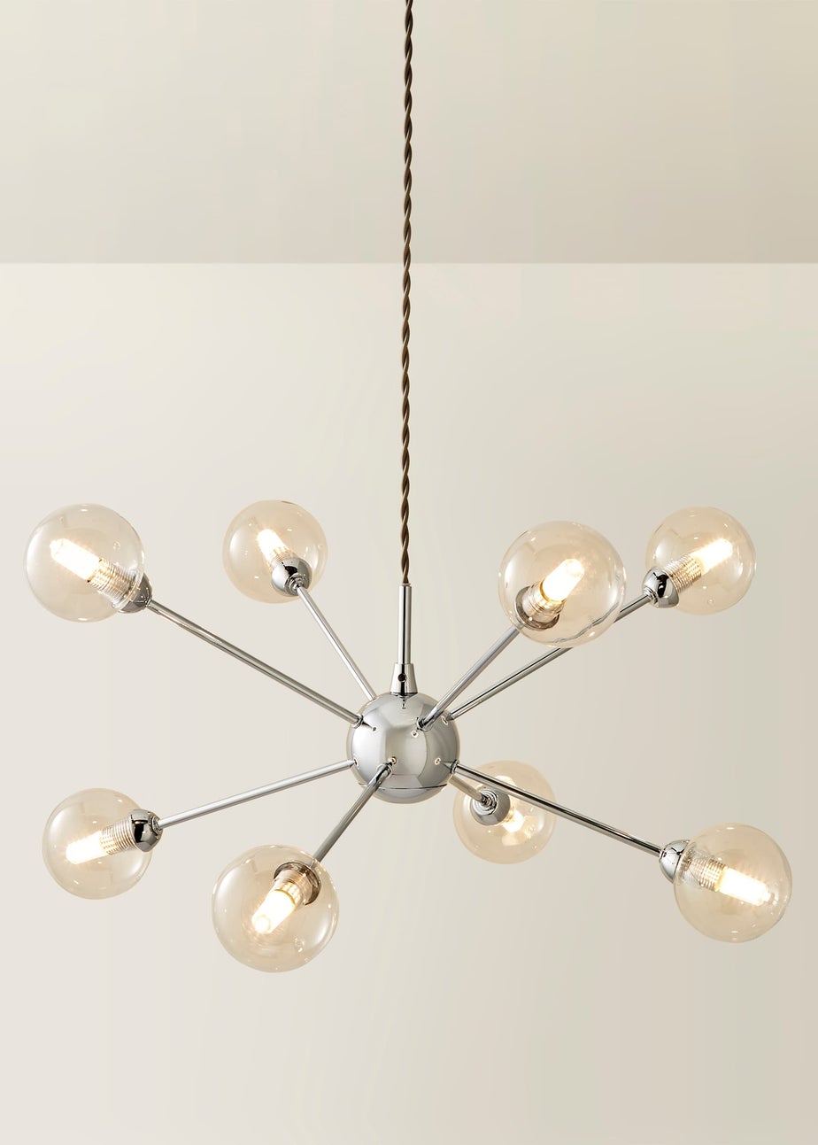 ValueLights Sputnik Chrome 8 Way Pendant Ceiling Light with Bulbs