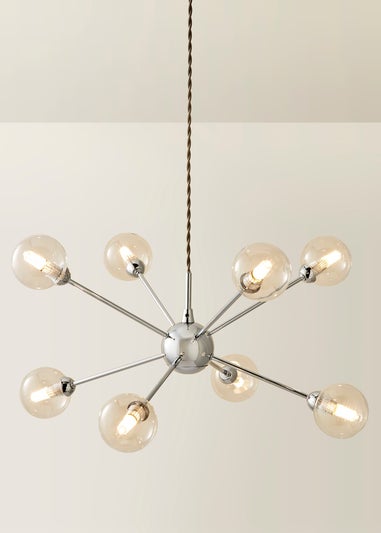 ValueLights Sputnik Chrome 8 Way Pendant Ceiling Light with Bulbs