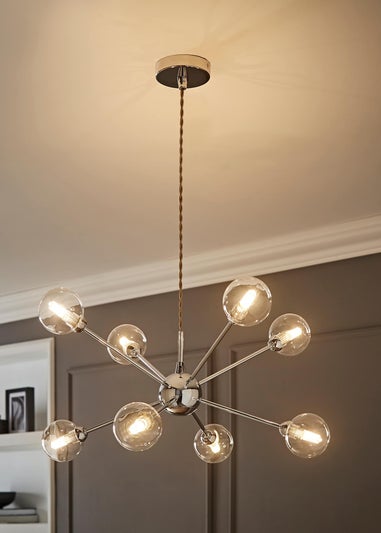 ValueLights Sputnik Chrome 8 Way Pendant Ceiling Light with Bulbs
