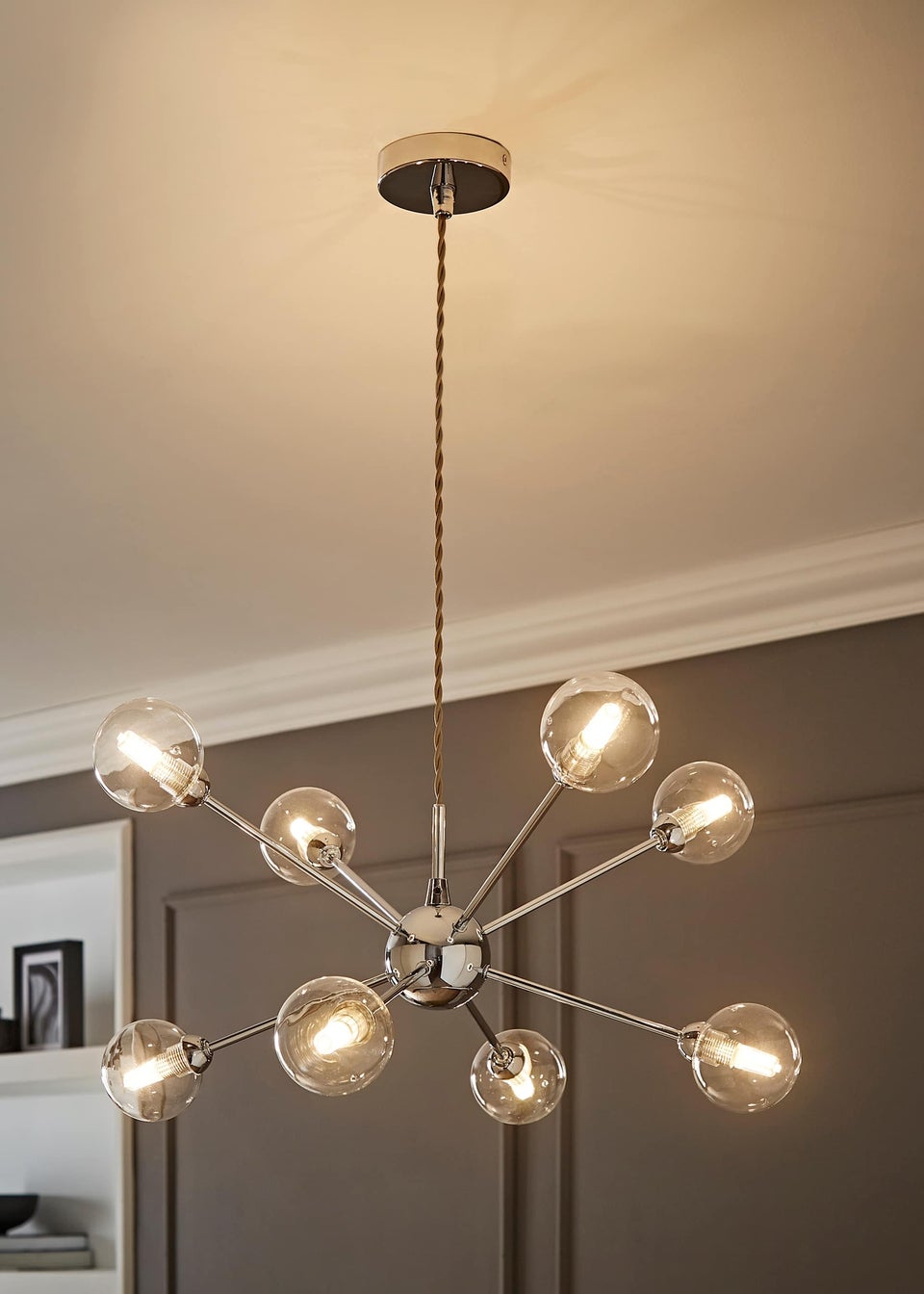 ValueLights Sputnik Chrome 8 Way Pendant Ceiling Light with Bulbs