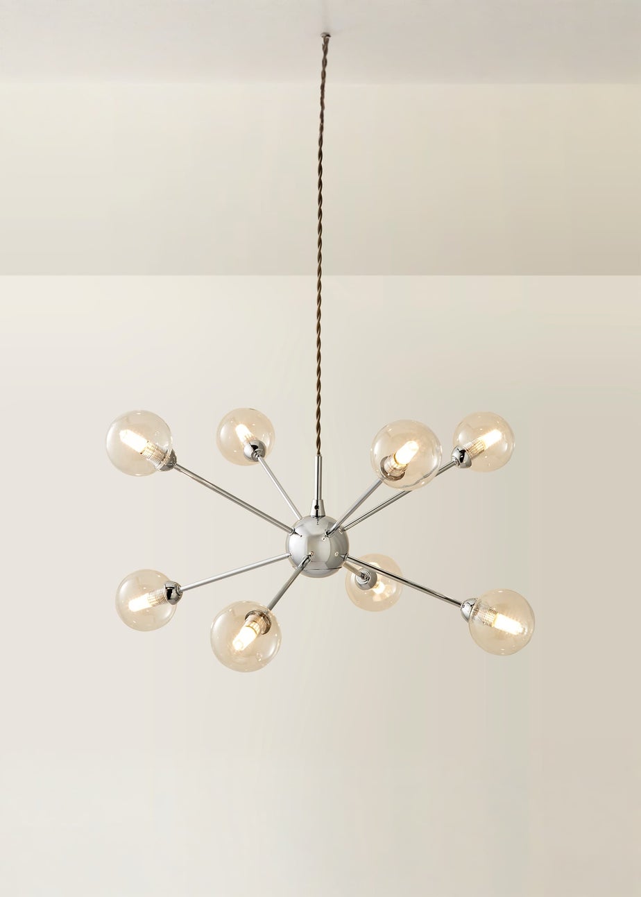 ValueLights Sputnik Chrome 8 Way Pendant Ceiling Light with Bulbs