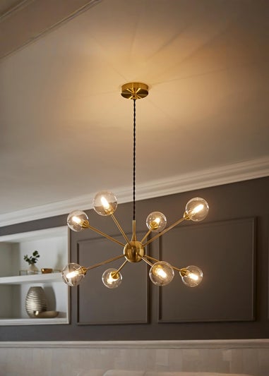 ValueLights Sputnik Gold 8 Way Pendant Ceiling Light with Bulbs
