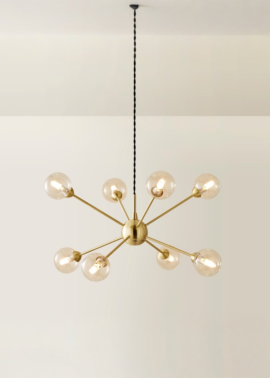 ValueLights Sputnik Gold 8 Way Pendant Ceiling Light with Bulbs