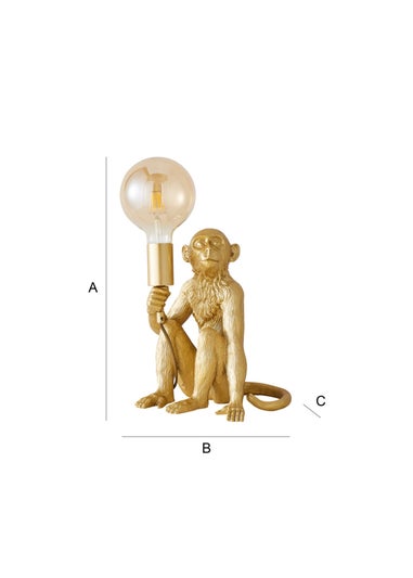ValueLights Gold Monkey Table Lamp with Giant Globe Bulb