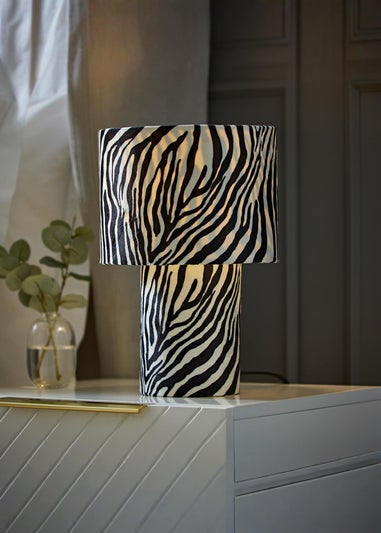 ValueLights Nessa Zebra Pattern Velvet Table Lamp