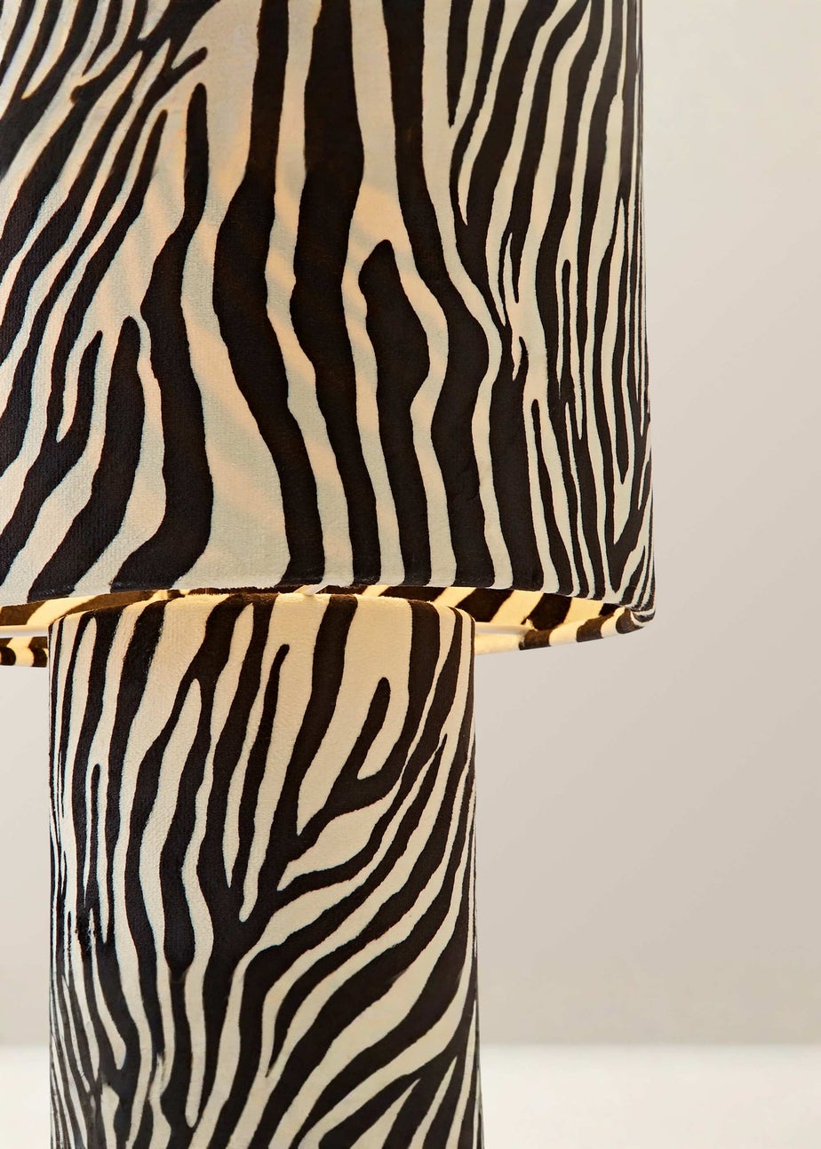 ValueLights Nessa Zebra Pattern Velvet Table Lamp