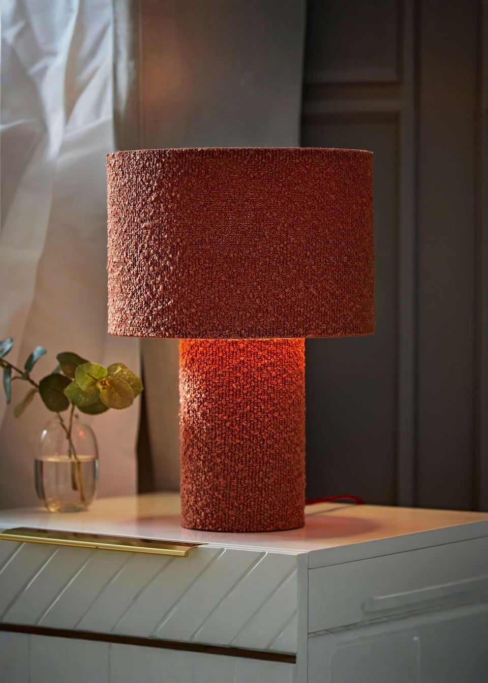 ValueLights Ash Rust Boucle Table Lamp