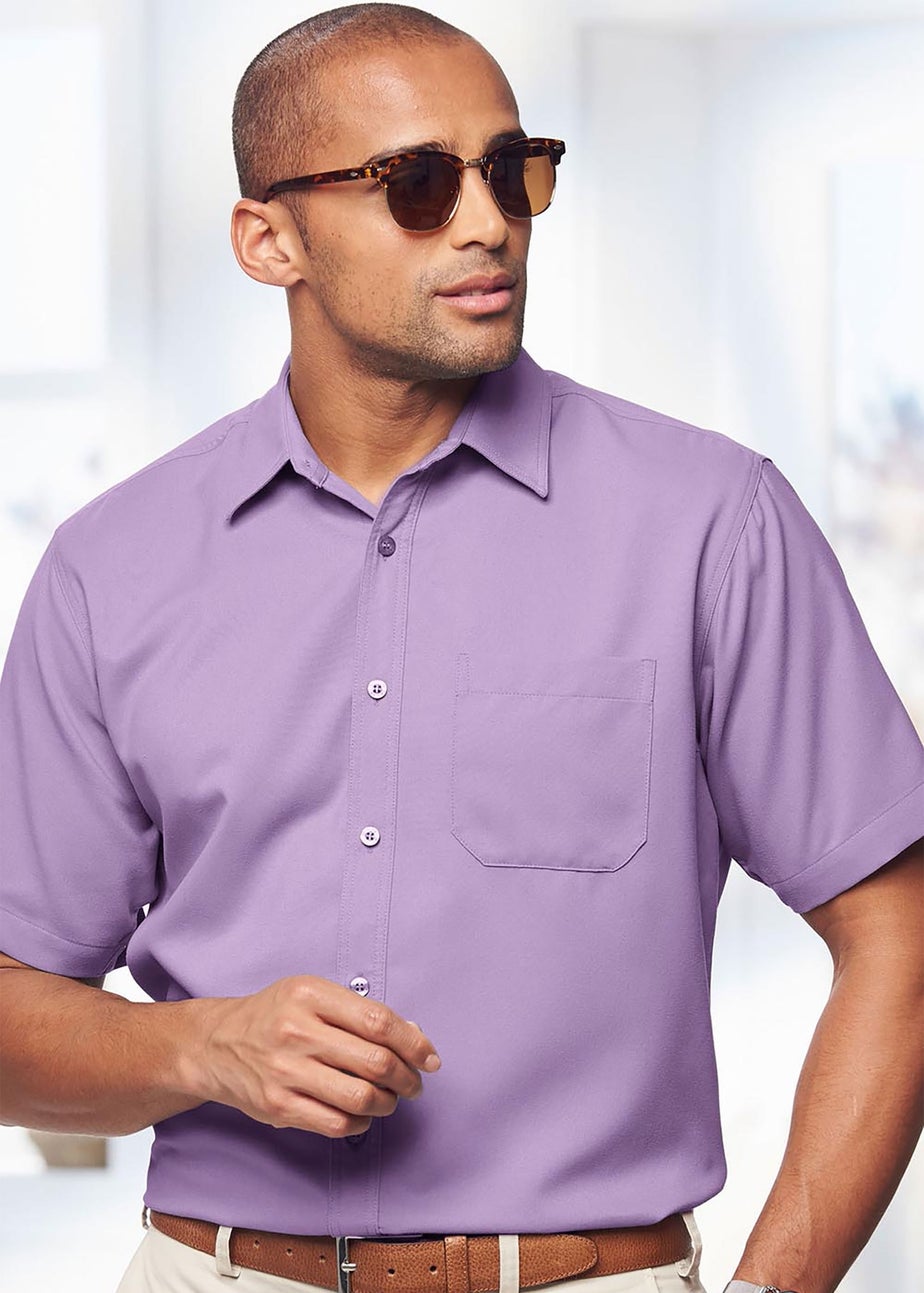 Cotton Traders Dusky Lilac Short Sleeve Classic Soft Touch Plain Shirt