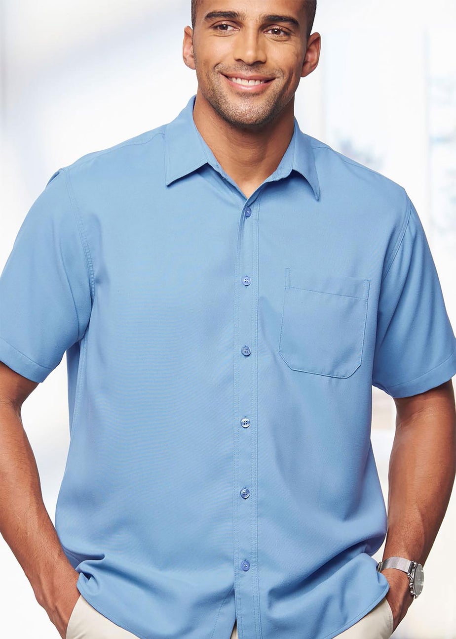Cotton Traders Cool Blue Short Sleeve Classic Soft Touch Plain Shirt