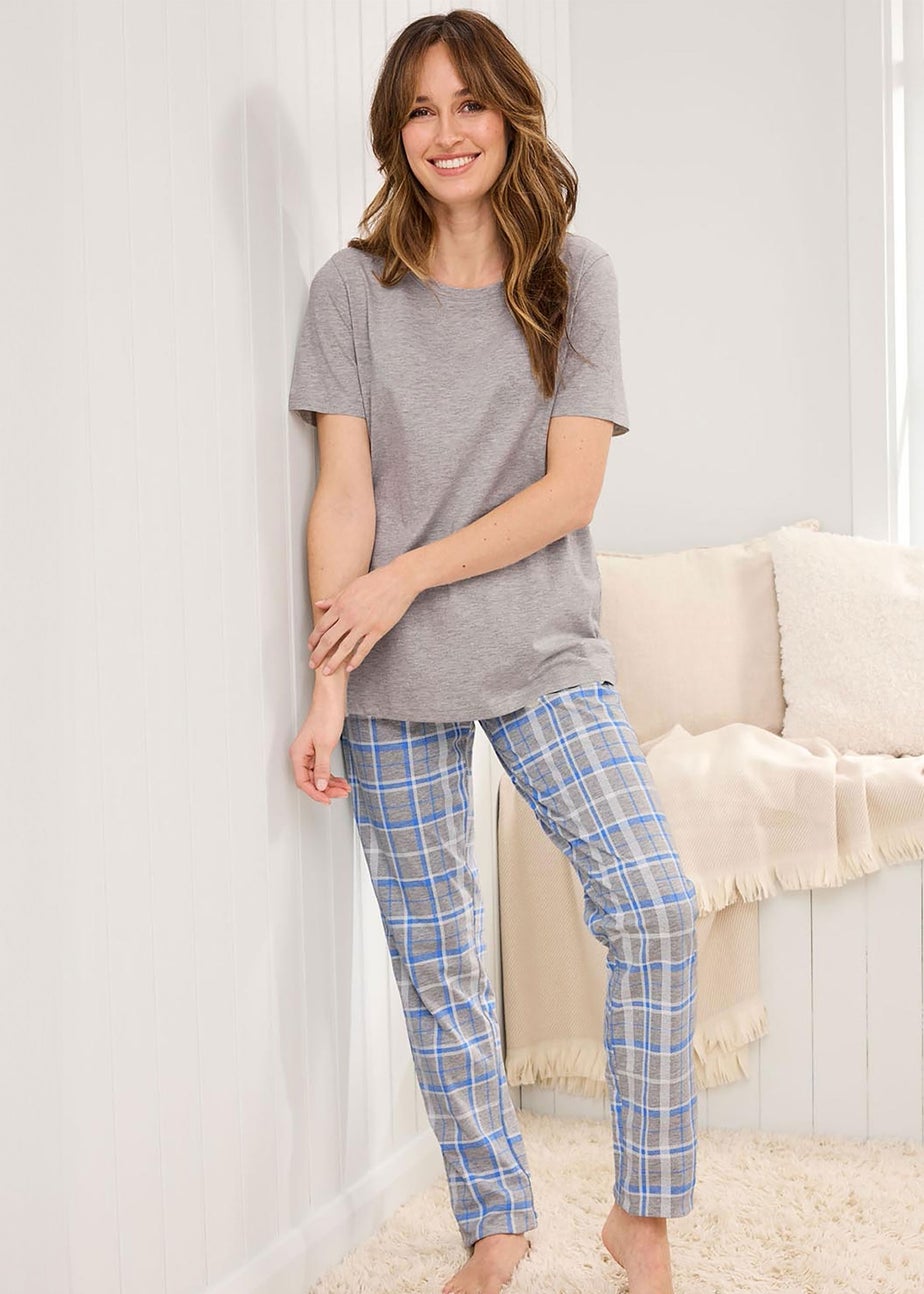 Cotton Traders Grey Marl 4 Piece Cotton Rich Short Sleeve PJ Set
