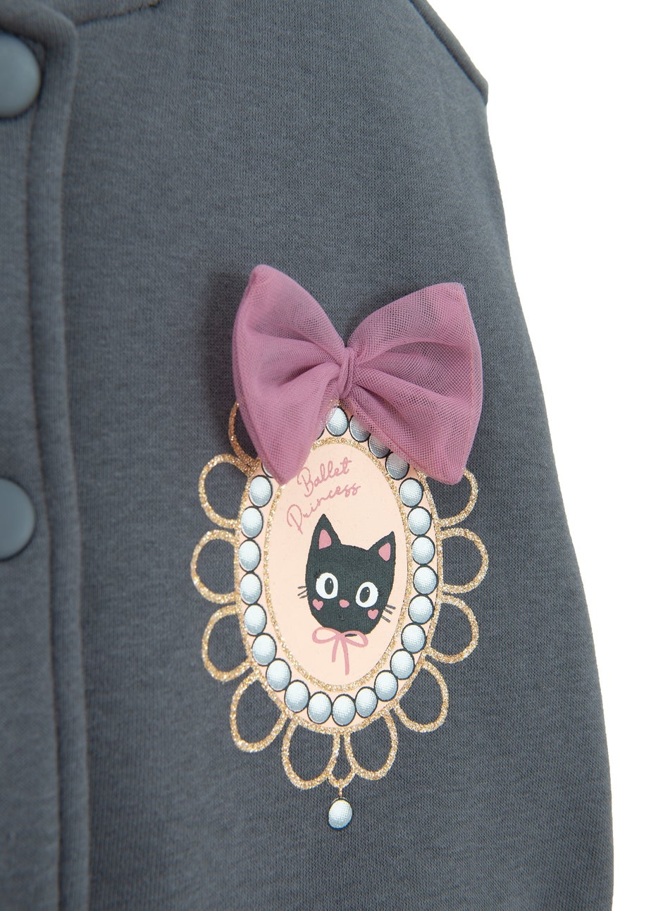 Cool Club Grey Zip-Up Glitter Printed Sweatshirt (3-7 yrs)