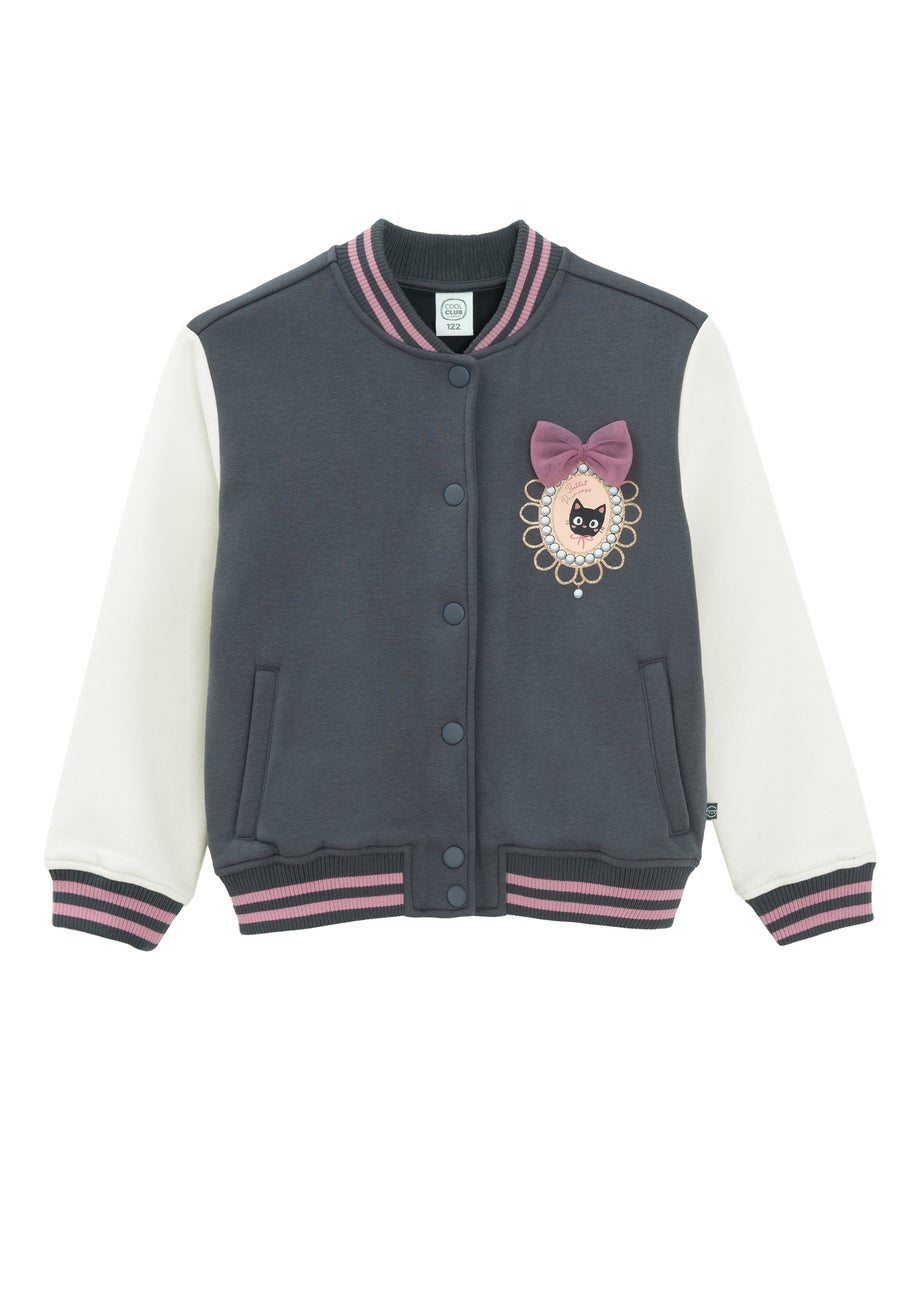 Cool Club Grey Zip-Up Glitter Printed Sweatshirt (3-7 yrs)