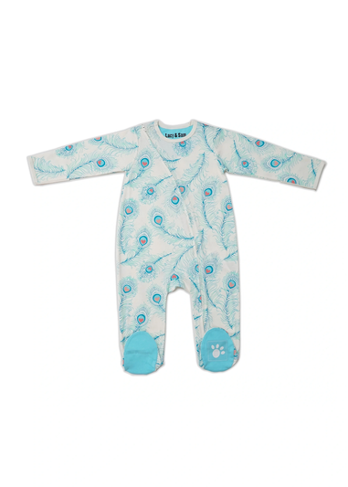 Lucy & Sam White Peacock Zip Babygrow (Newborn to 24 Months)