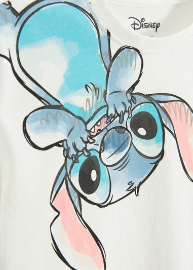 Cool Club White Lilo & Stitch Short Sleeve Glitter Printed T-Shirt (3-7 yrs)