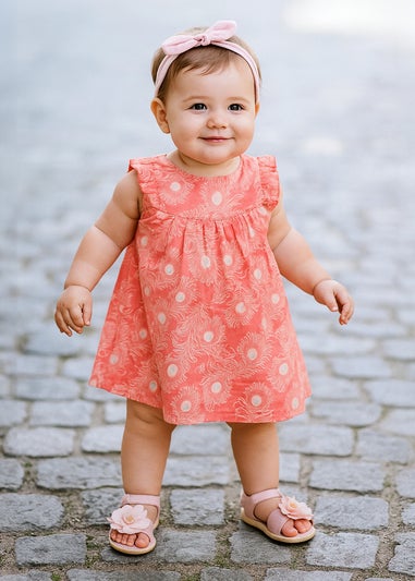 Lucy & Sam Pink Peacock Woven Dress (9 Months to 6 Years)