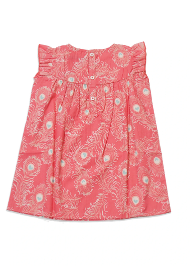 Lucy & Sam Pink Peacock Woven Dress (9 Months to 6 Years)