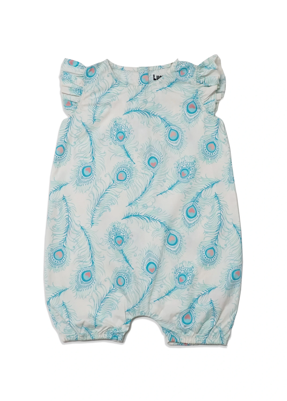 Lucy & Sam White Peacock Woven Frill Romper (9 Months to 6 Years)