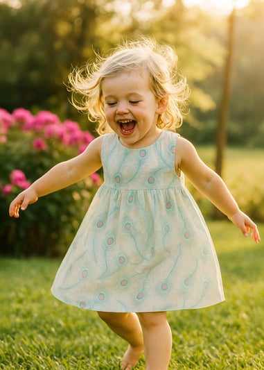 Lucy & Sam White Peacock Woven Swing Dress (9 Months to 6 Years)