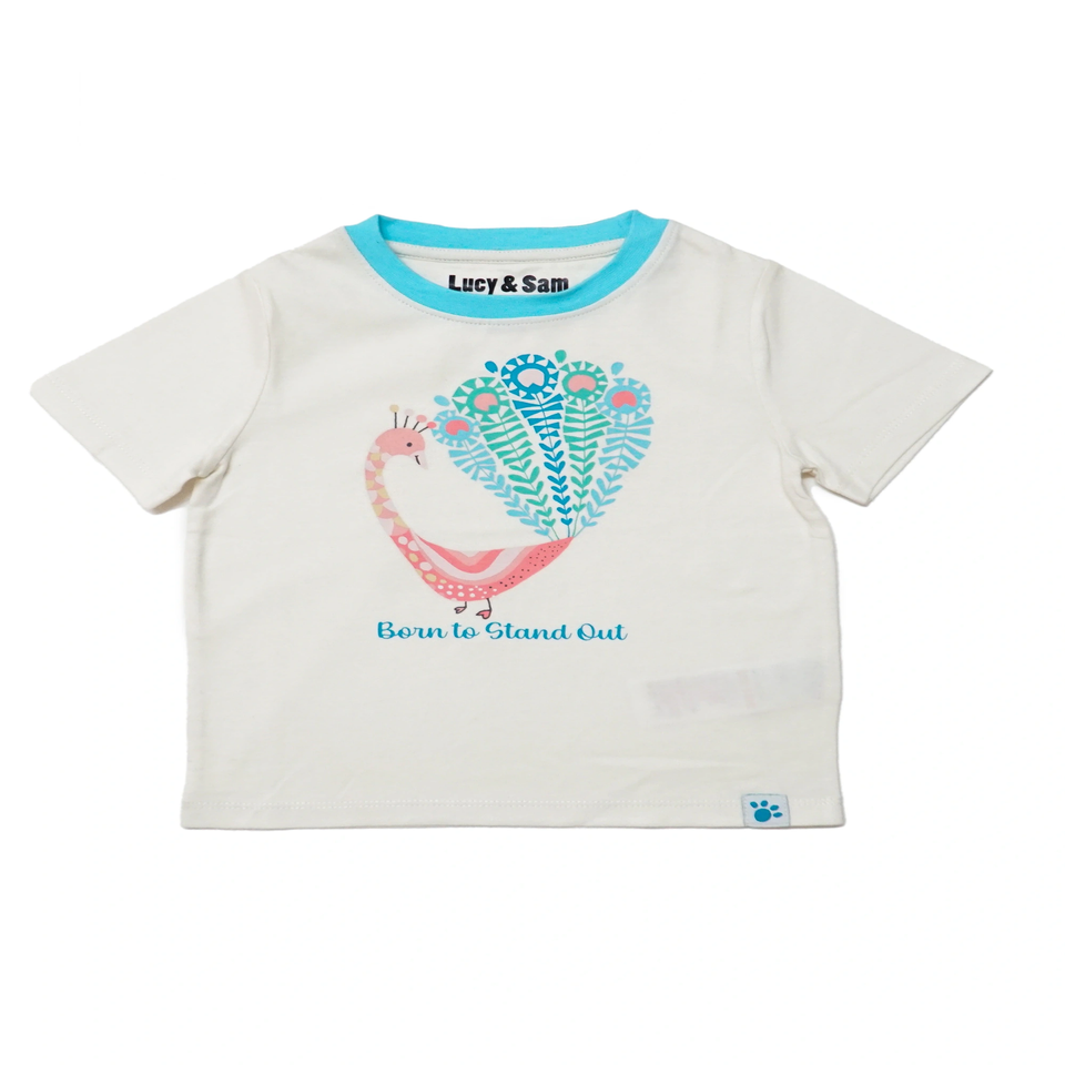 Lucy & Sam Cream Born To Stand Out SS Tee (6 Months to 6 Years)