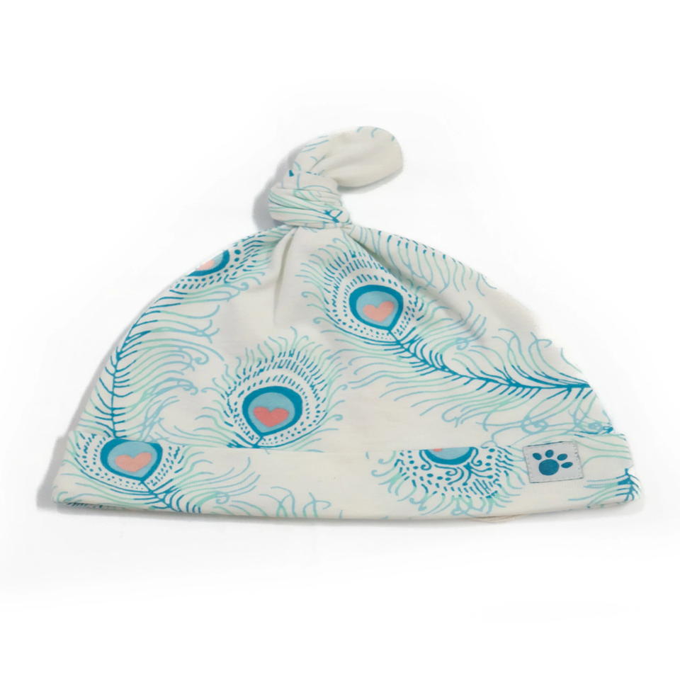 Lucy & Sam White Peacock Tie Up Hat (0 to 18 Months)