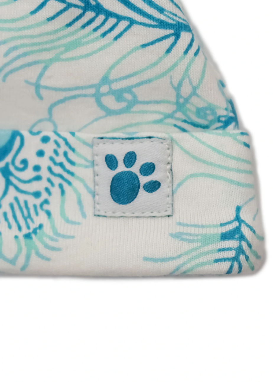 Lucy & Sam White Peacock Tie Up Hat (0 to 18 Months)