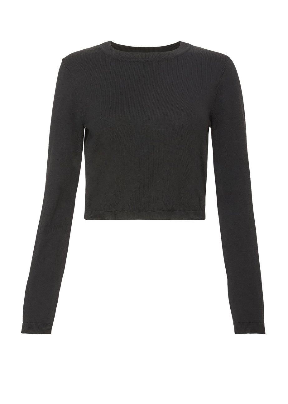 Quiz Black Knit Cropped Jumper