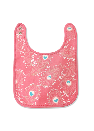 Lucy & Sam Pink Peacock Bib