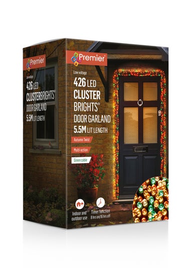Premier Decorations 426 Amber Warm White Orange & Green Cluster Brights