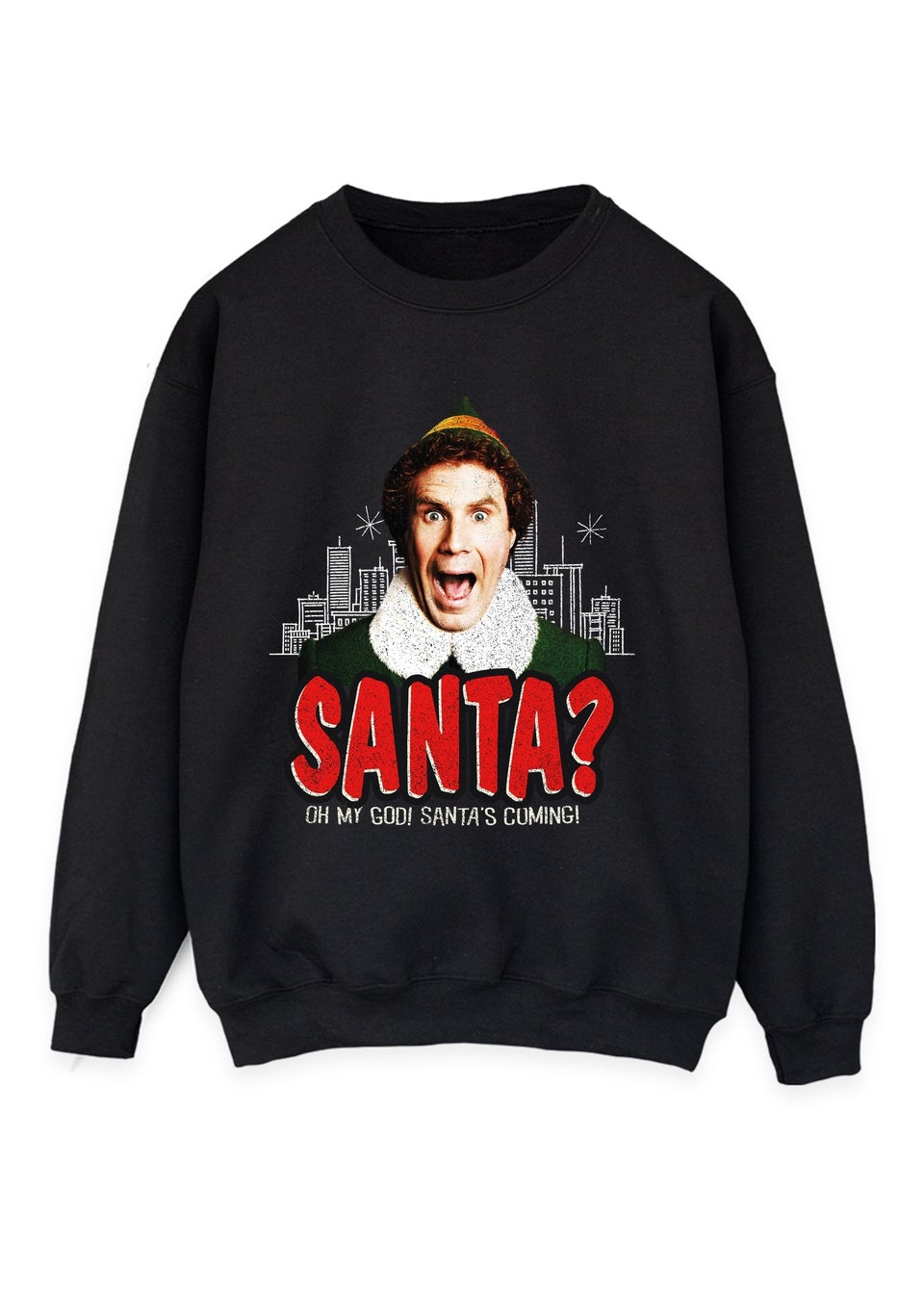 Elf Omg Santa Christmas Black Graphic Sweatshirt
