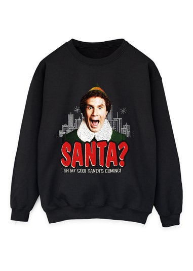 Elf Omg Santa Christmas Black Graphic Sweatshirt