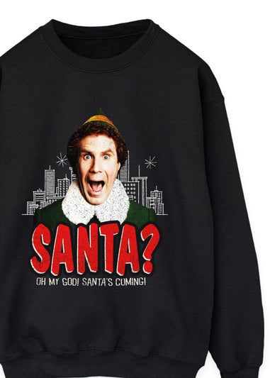Elf Omg Santa Christmas Black Graphic Sweatshirt